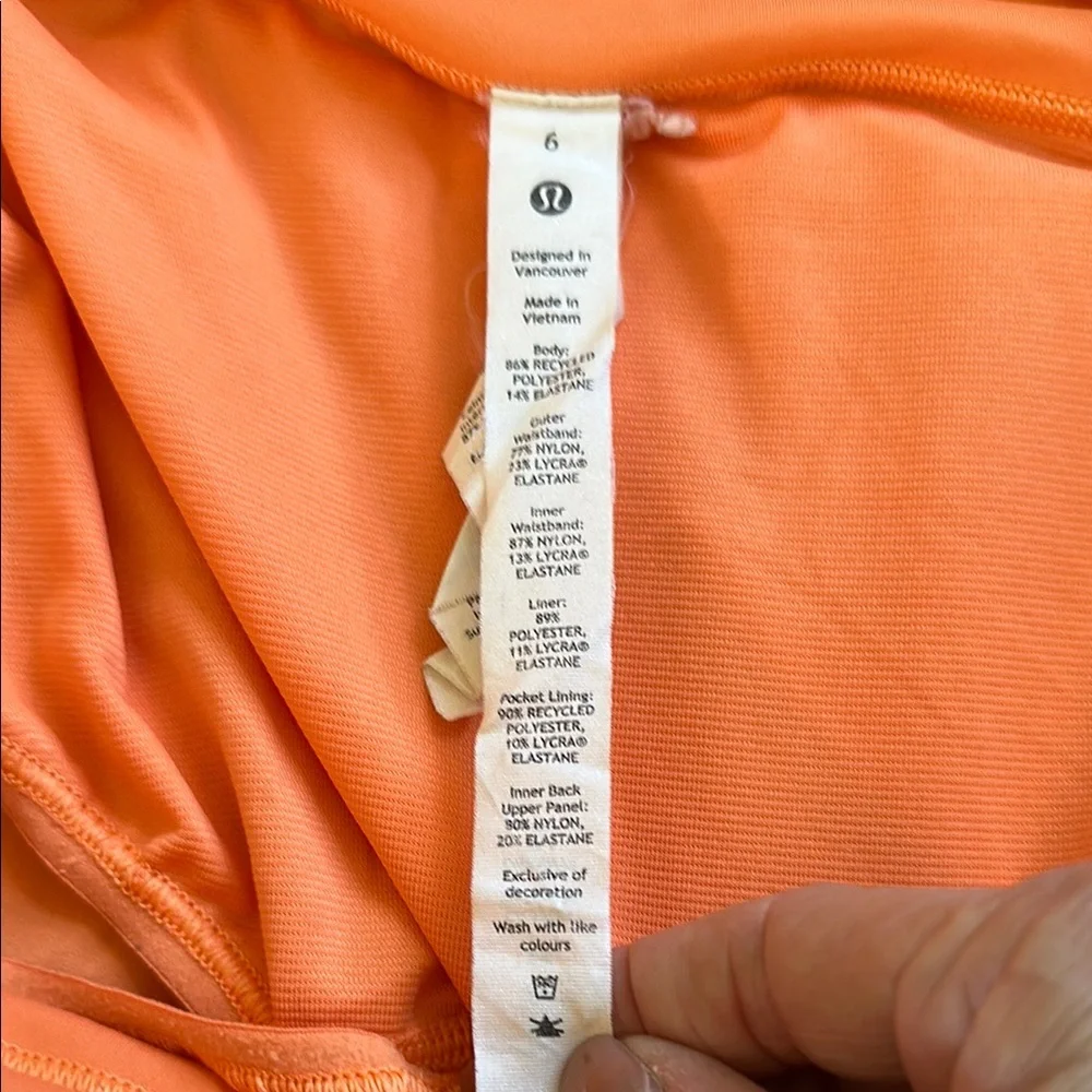 Lululemon Women's Orange Speed Up Shorts size 6 - Picture 11 of 14